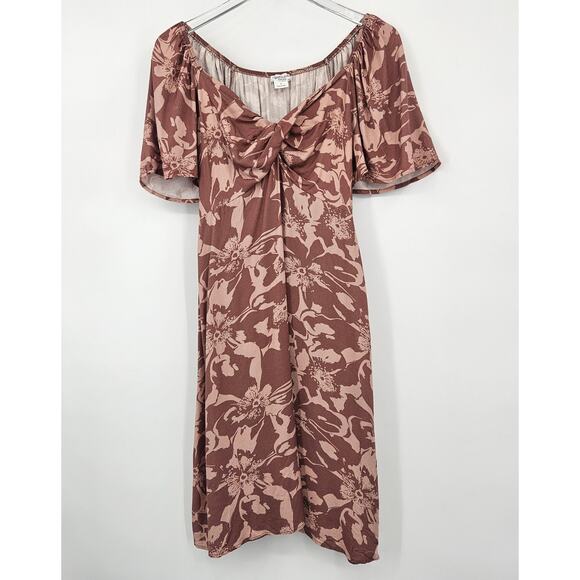 Ingrid + Isabel The Glow Maternity Shower Dress Tan Brown Floral Print Sz Small - Picture 3 of 7